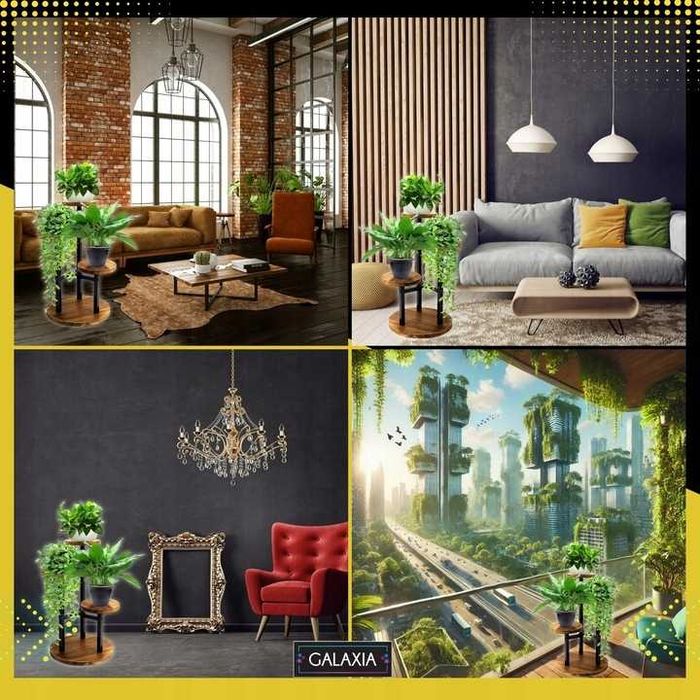 STOJĄCY KWIETNIK Drewniany Loft Stojak na Kwiaty Kwiatki Rośliny