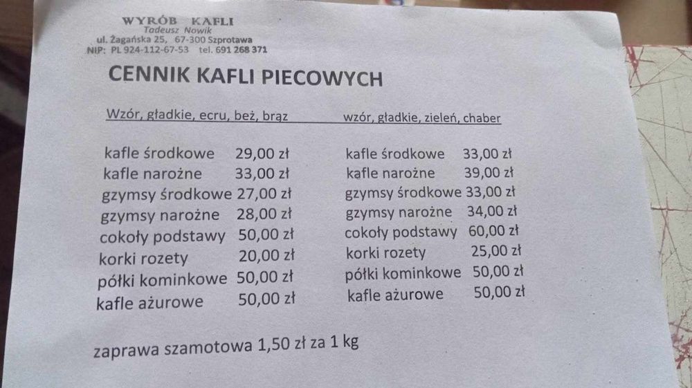 Kafle beżowe nowe piecowe