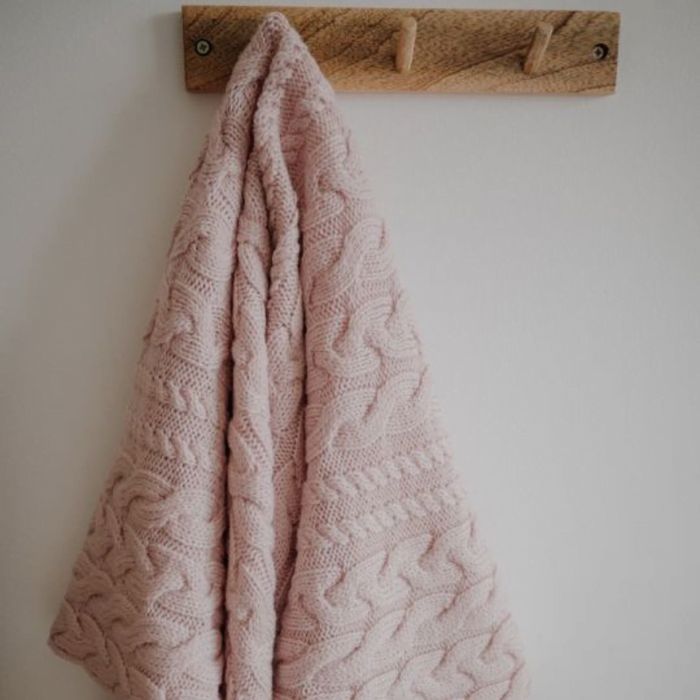 Kocyk ze 100% wełny merino cream w prążek - MY MEMI