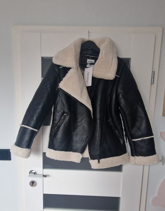 Nowa czarna ramoneska kożuszek ocieplany damski Moodo M