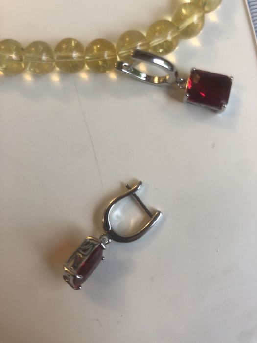 Kolczyki nano rubiny szlifu emerald 8mm x6