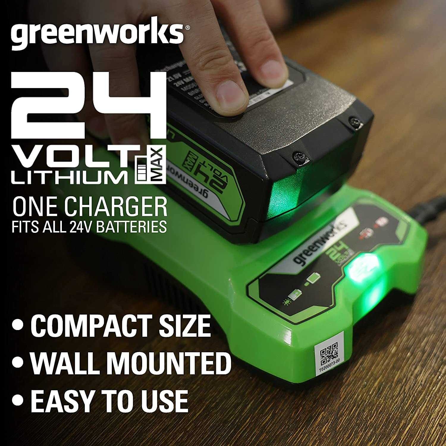 Carregador de Baterias Greenworks  G24C (Li-Ion 24 V 48 W) NOVO