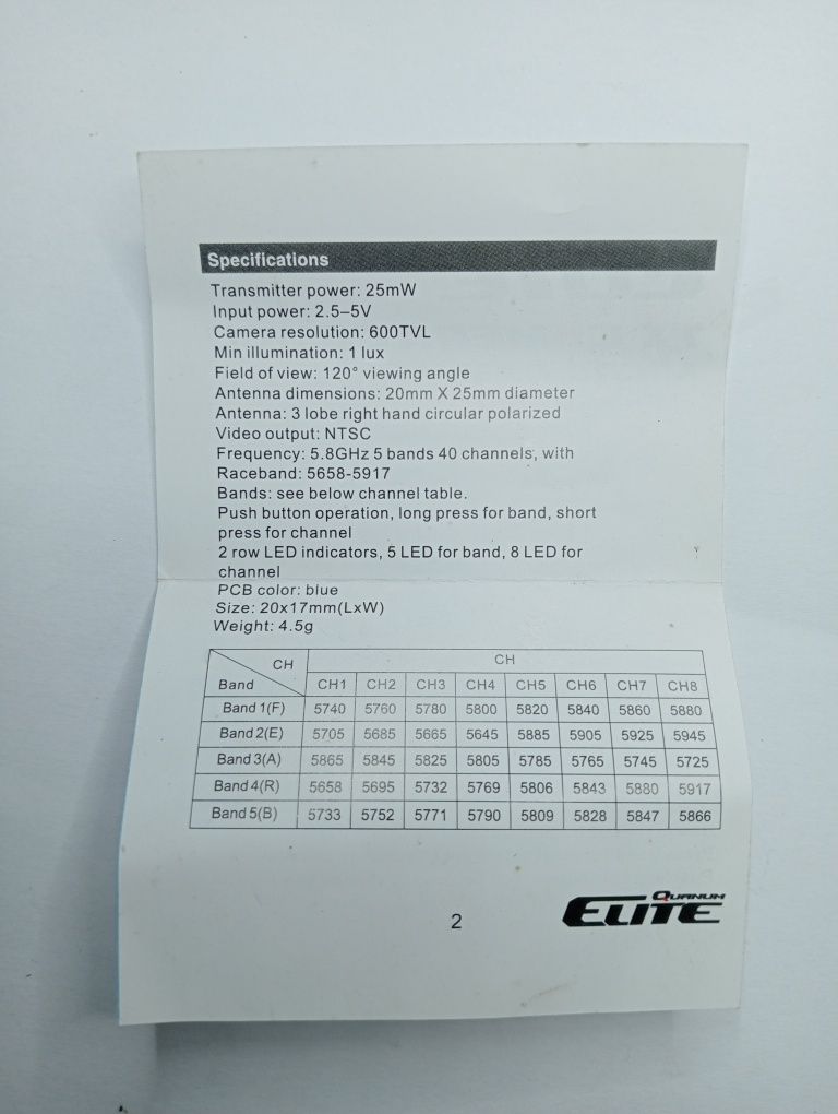 Câmera Combo Micro Cam VTX 5.8GHz