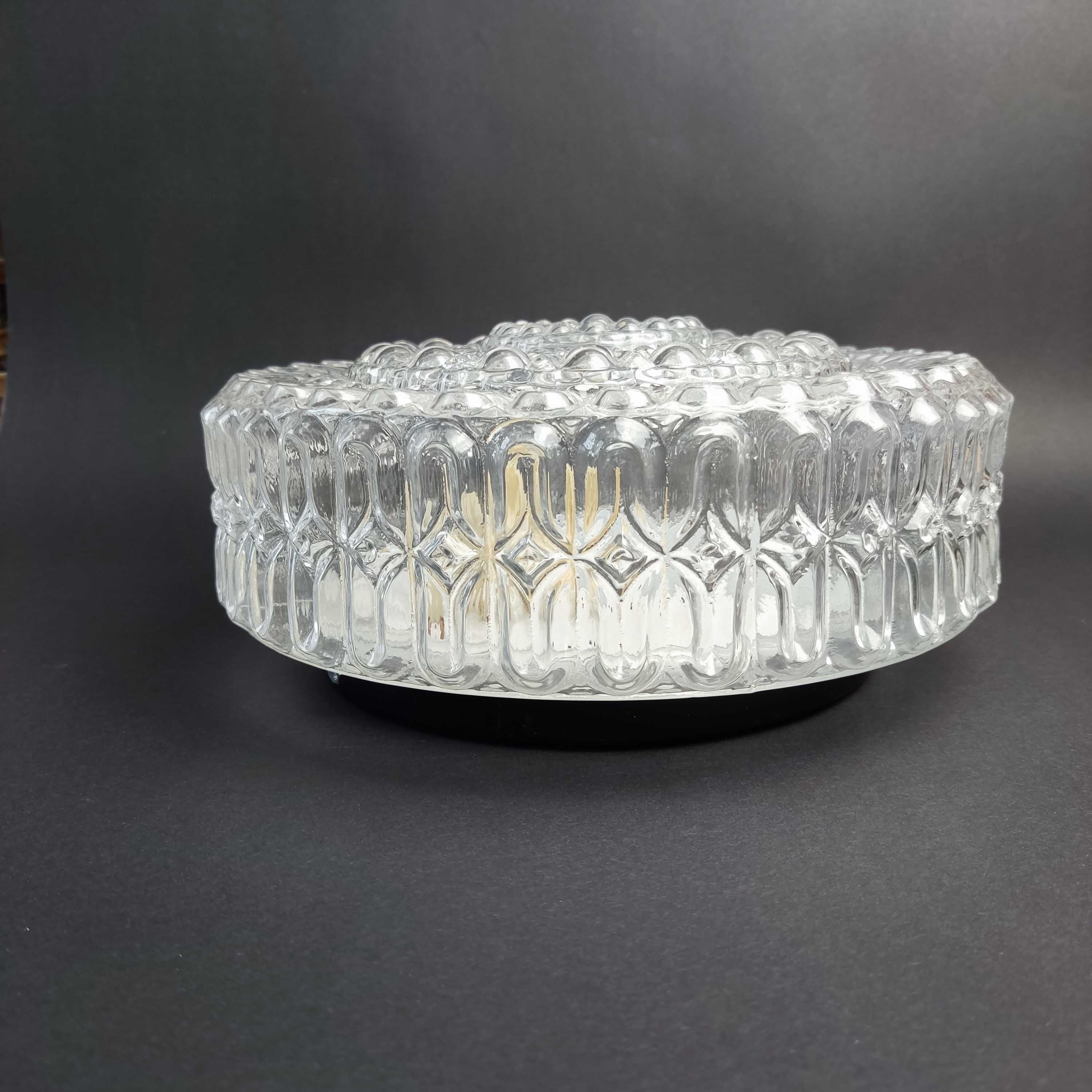 Duży plafon-kinkiet szklany okrągły , szkło "bubble glass" , stan bdb