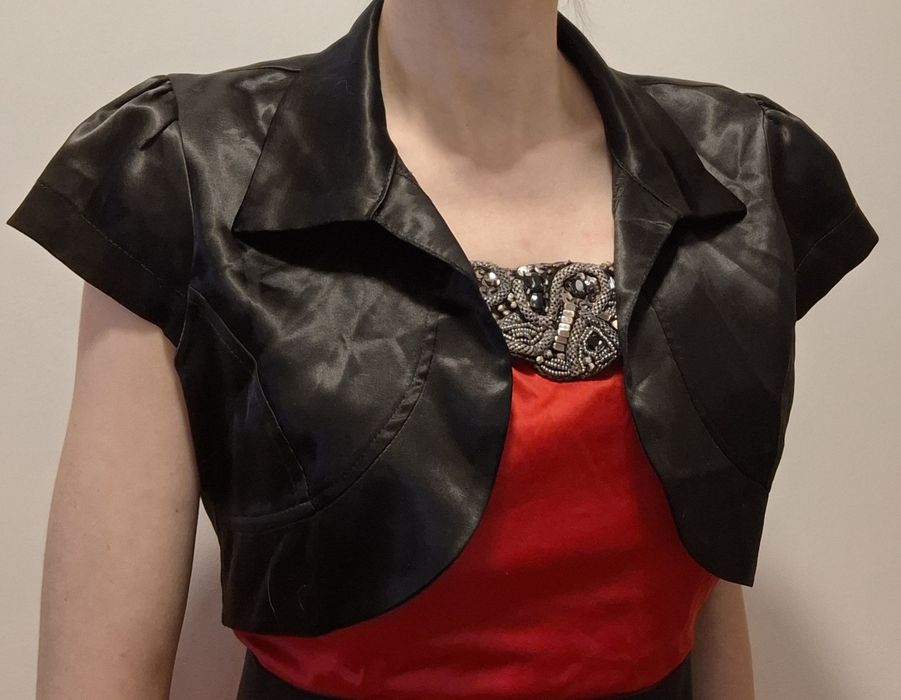 Bolerko, czarne, satynowe, 36, Marika Line