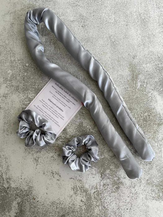 Jedwabny wałek do kręcenia włosów szary