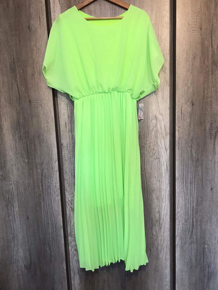 Sukienka plisowana długa neon limonka sukienka rozmiar uniwersalny