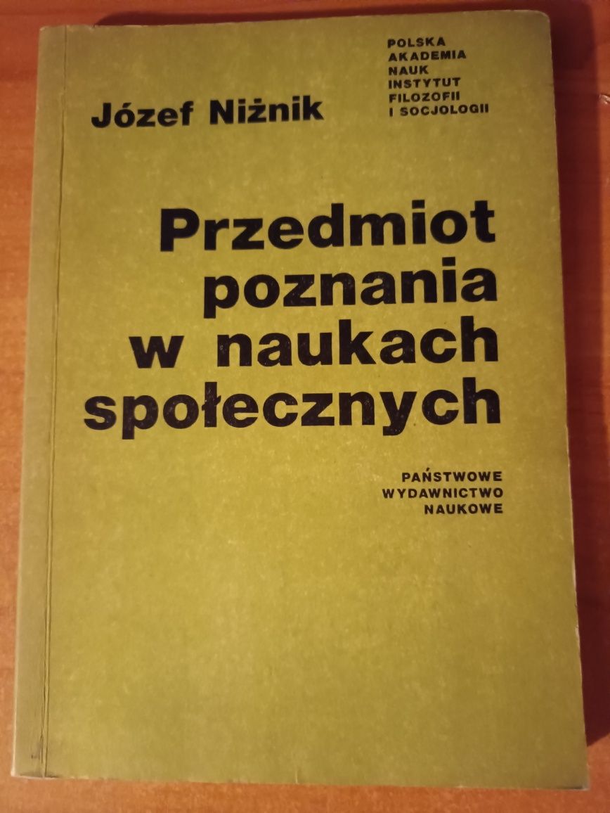 Józef Niżnik "Przedmiot poznania w naukach społecznych"