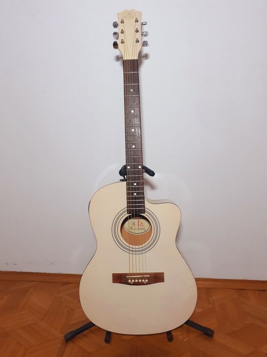 Gitara elektroakustyczna biała ŁS