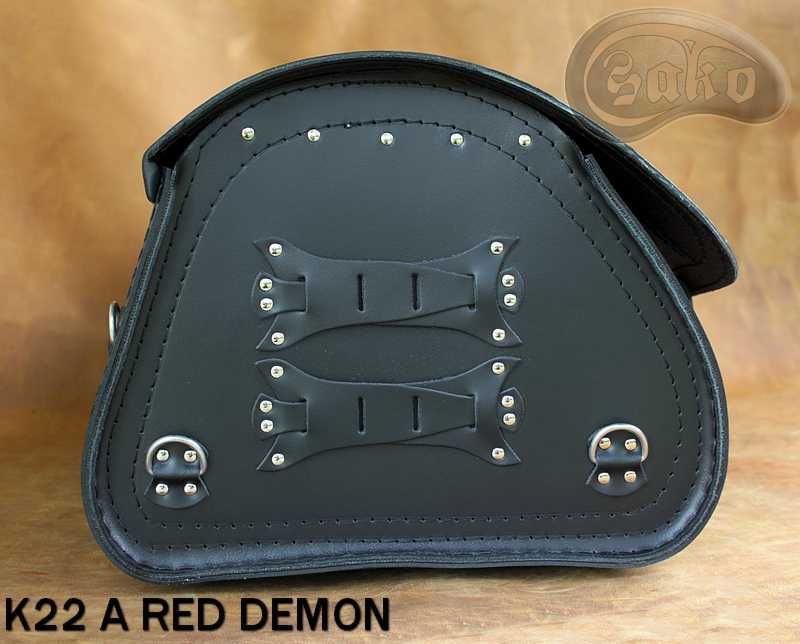 Kufer skórzany motocyklowy K22 RED DEMON A, B producent SAKO