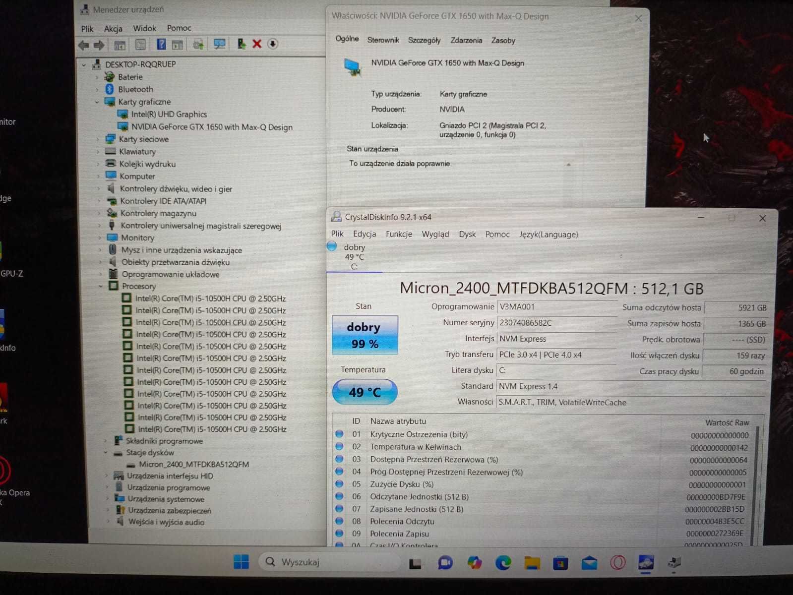 MSI i5 12x2.5GHz 16GB GTX1650 SSD-NVMe 512GB + zasilacz