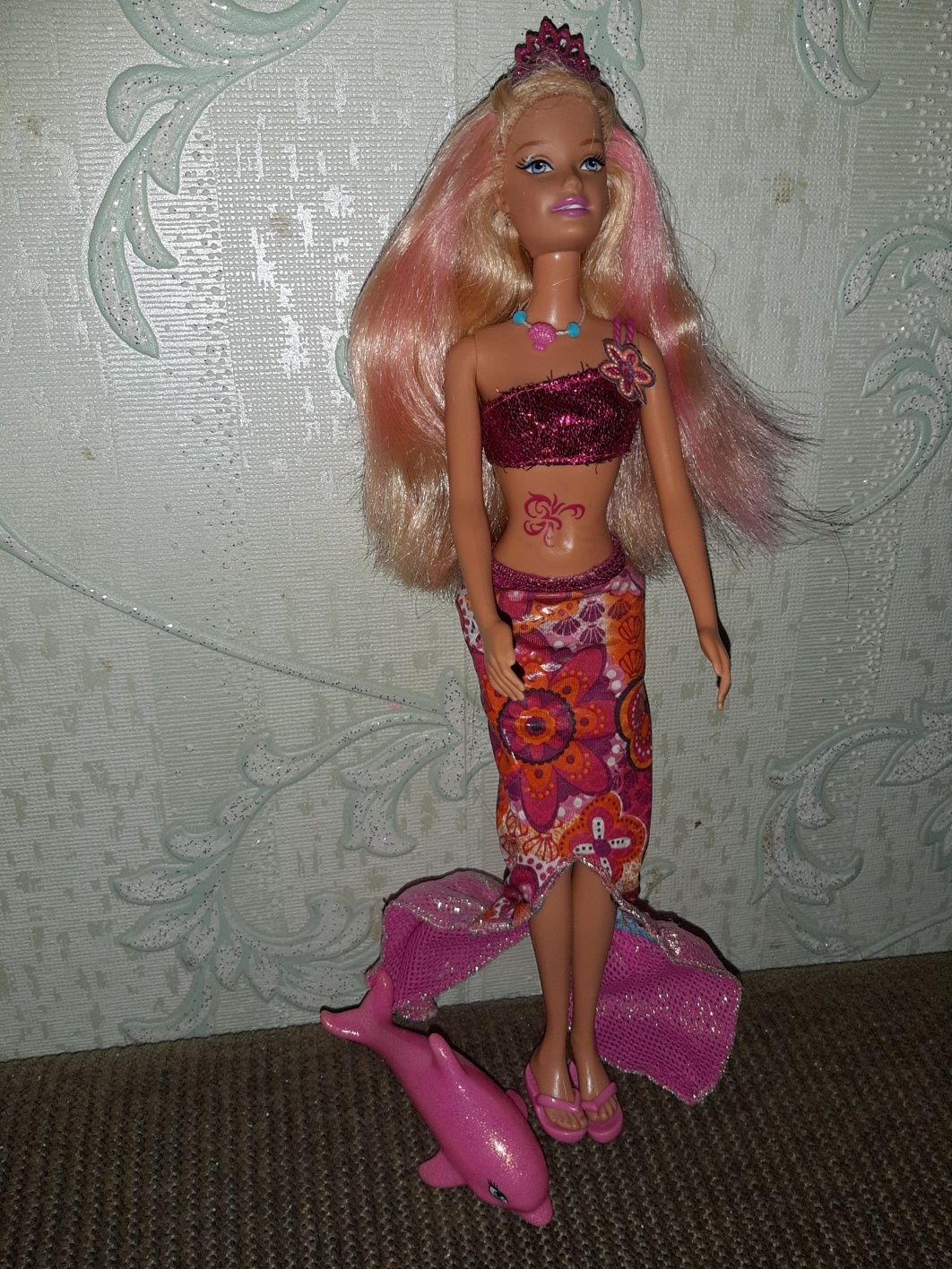 Кукла Барби русалка с дельфином