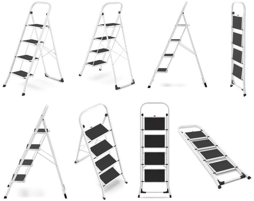 Drabina domowa lekka składana stalowa drabinka schodki 4 st. HIGHER BI