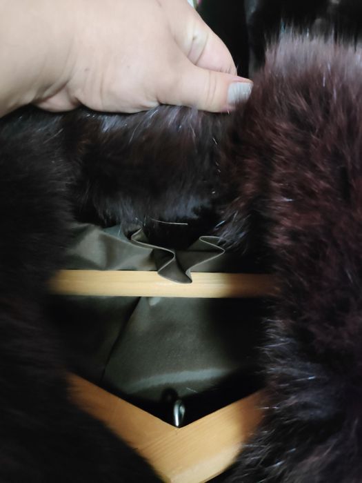 Шуба натуральная из мутона и песца