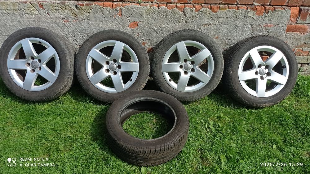 Felgi aluminiowe Audi 15" 5x100 6J ET38 opony 5szt lato