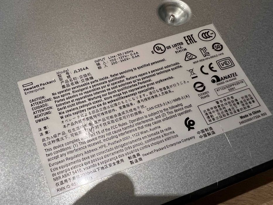 Aruba HP 2540 JL354A 24x1 Gigabit 4x10GbE SFP+ Ports L2 1U Switch