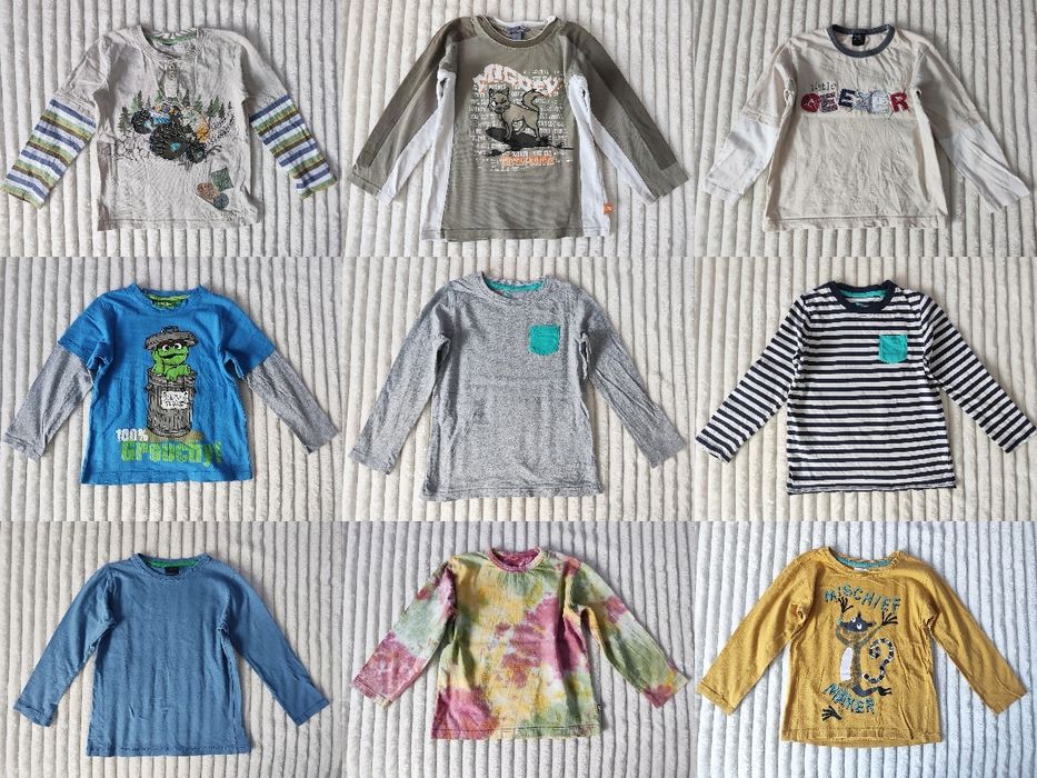 104 H&M Bluzka Bluza khaki biała długi rękaw Bluzeczka chłopięca Koszu