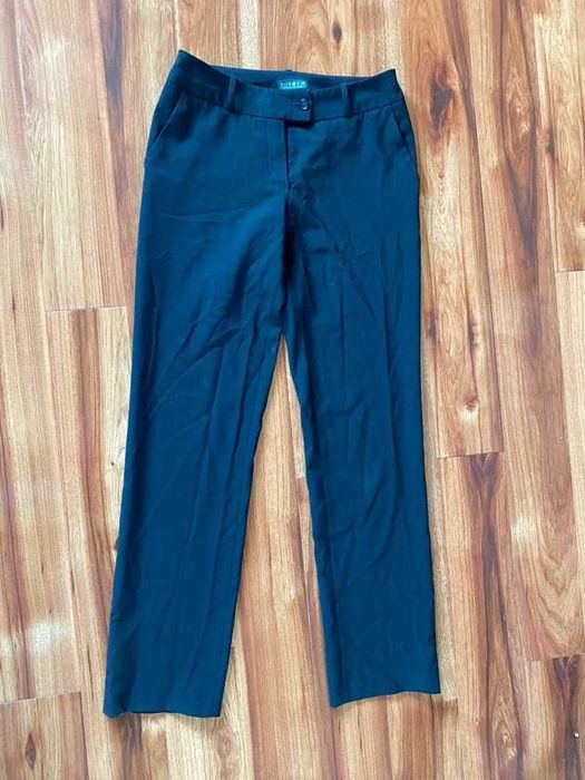 spodnie s m 36 38 eleganckie materiał garnitur proste welna