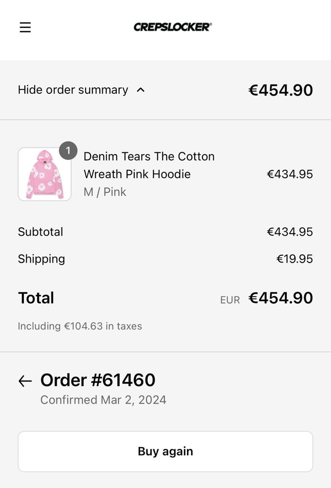 Denim tears sweat rosa