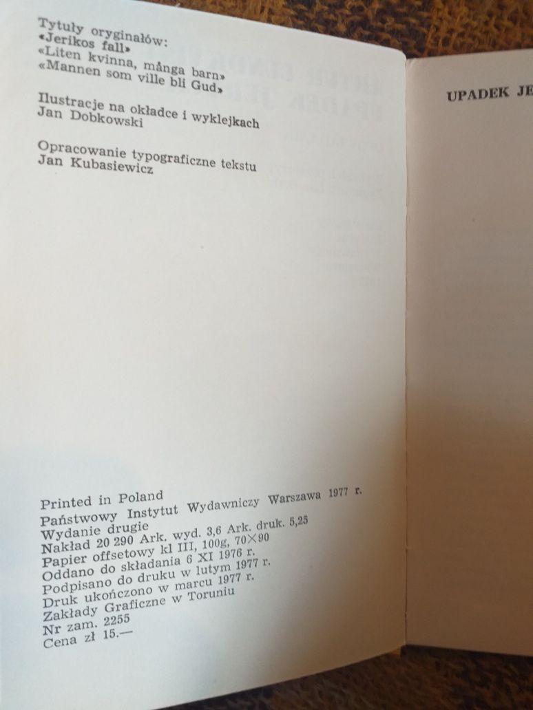 Artur Lundkvist Upadek Jerycha PIW 1977