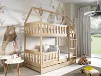Drewniane piętrowe łóżko dla dzieci ZUZIA domek skandynawski