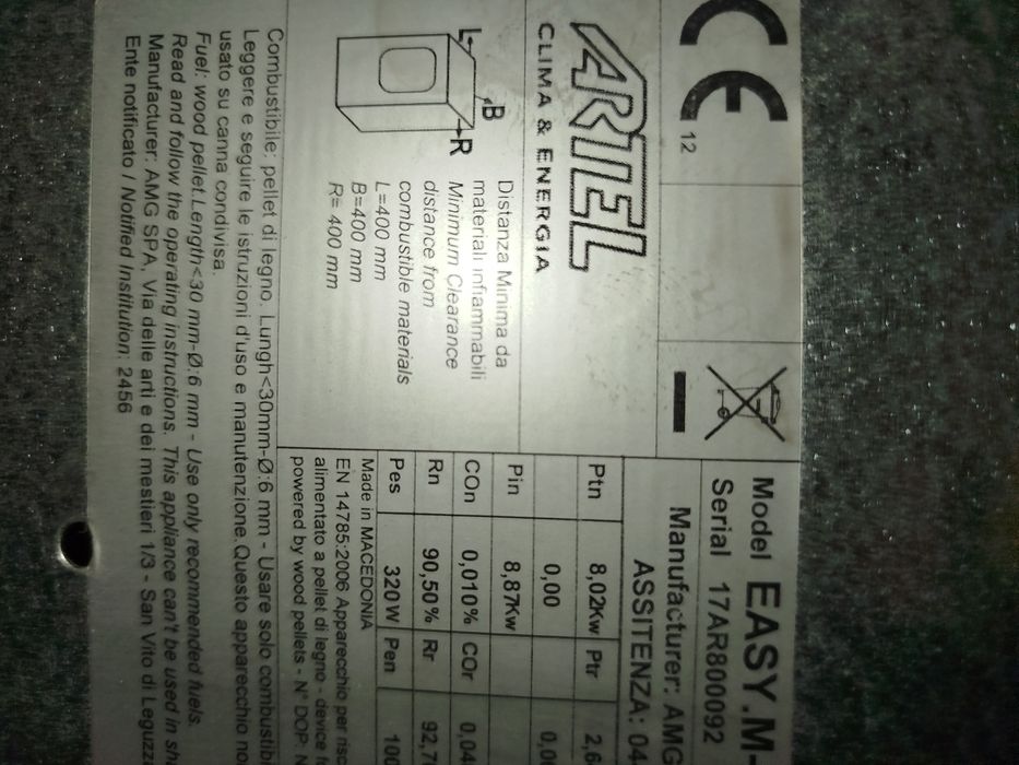 Salamandra a pellets Artel