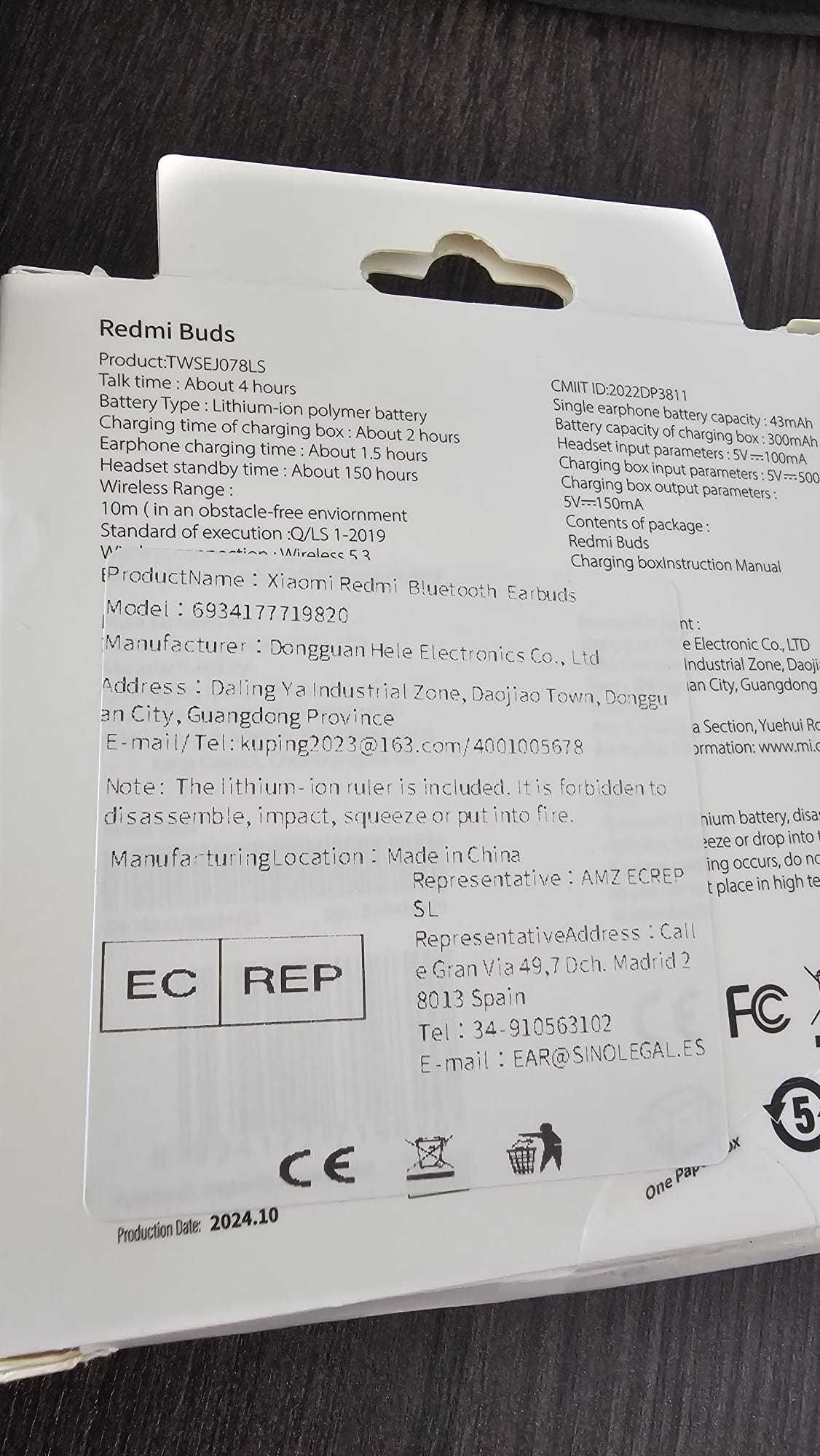 Xiaomi Redmi earphones NOVOS