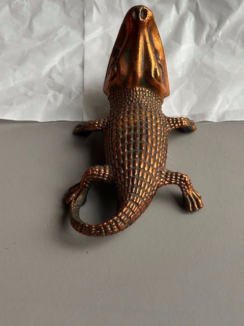 Metalowy KROKODYL Figurka mosiądz OZDOBA