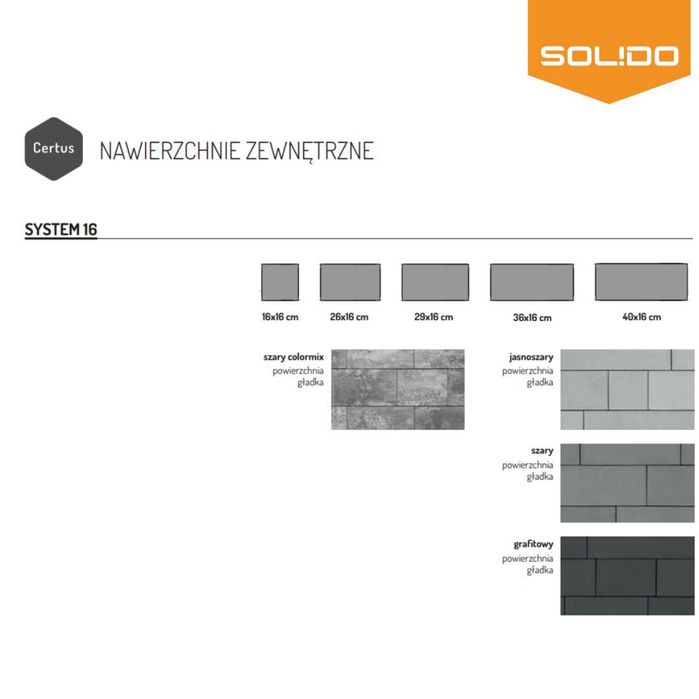 kostka brukowa SYSTEM 16 / gr 6 / różne kolory