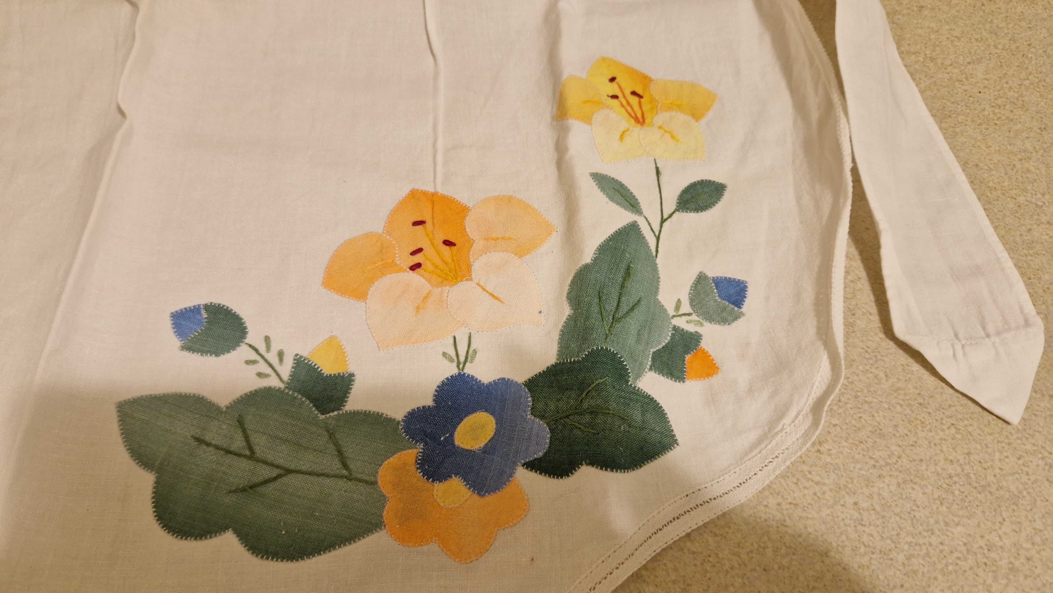 Avental bordado à mão, vintage, branco