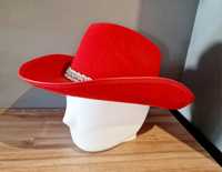 Nowy czerwony kapelusz filcowy uniwersalny bal karnawałowy strój