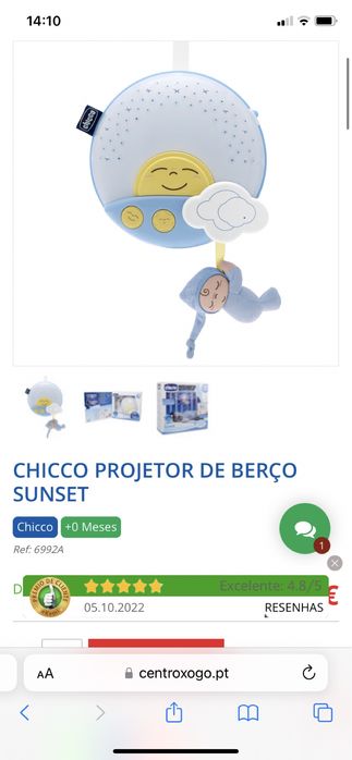Chicco projetor de berço sunset