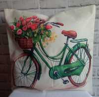 Poszewka na poduszkę rower z tulipanami