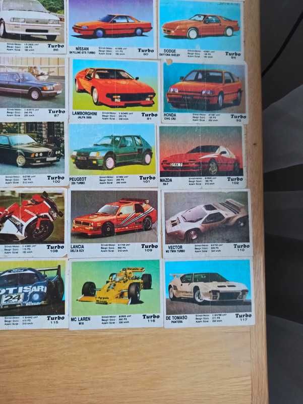 Papierki z gum turbo z serii II, numery 67-120 (z brakami)