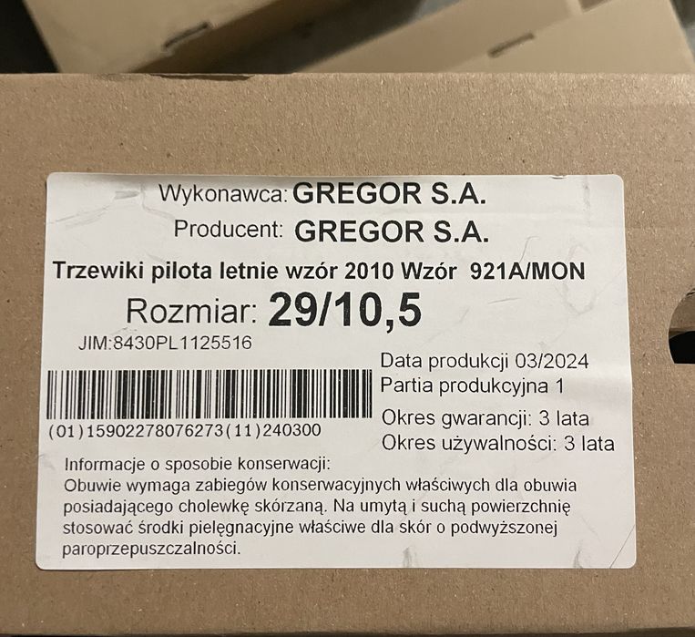 Trzewiki pilota letnie wzór 921A/MON nowe rozm.45