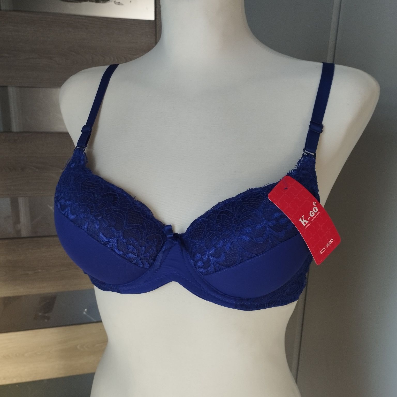 Biustonosz K-Go 36/80B push-up nowy z metką granatowy