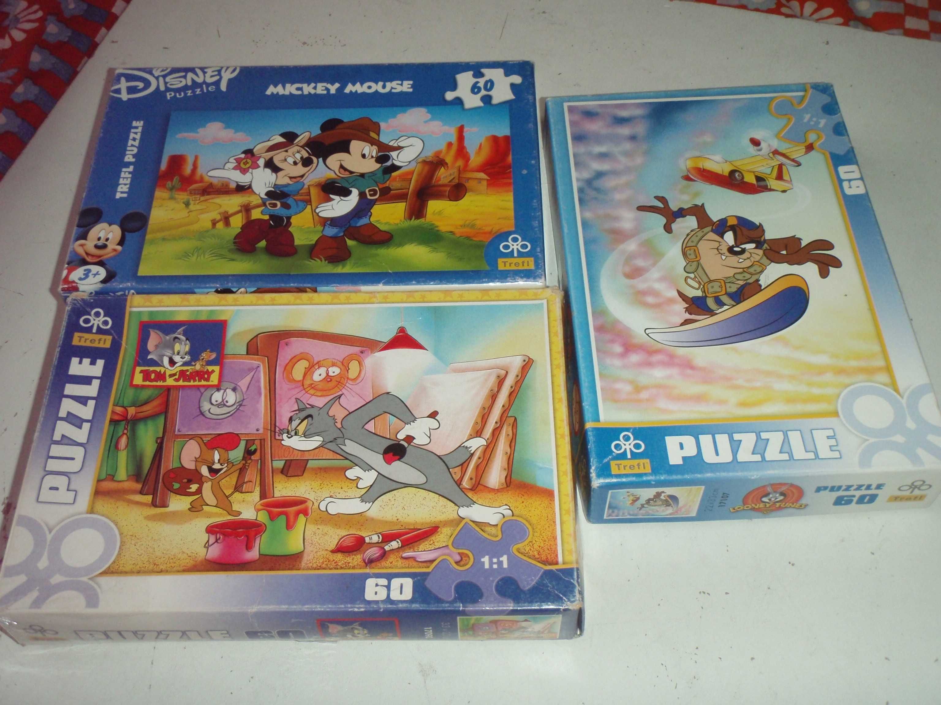Puzzle 3 x 60 elem: Myszka Miki, Tom i Jerry , Zwierzak