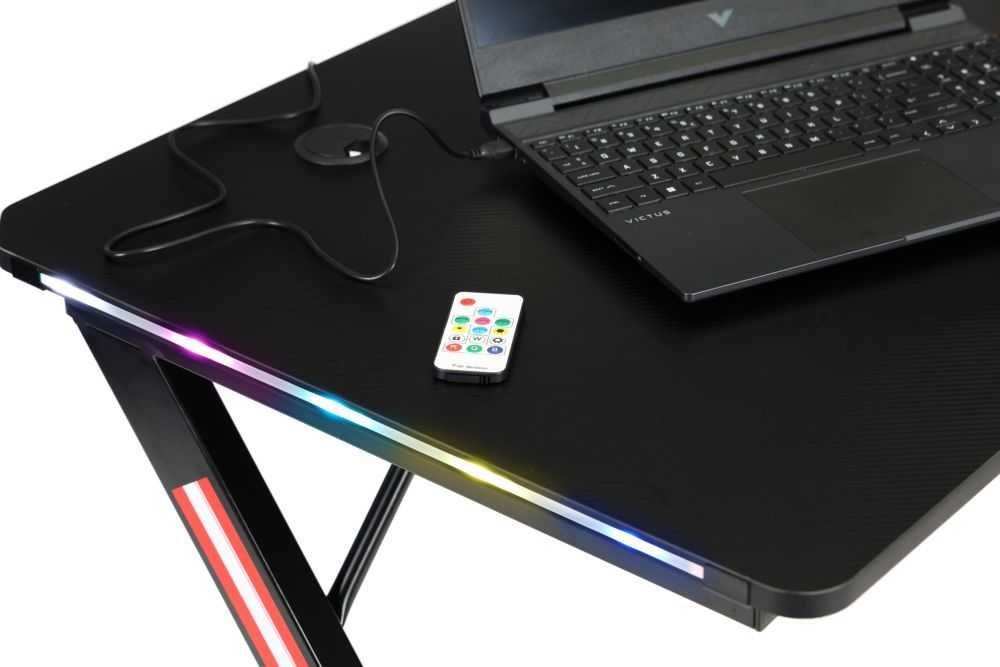 Biurko gamingowe komputerowe stół dla gracza rgb podświetlane