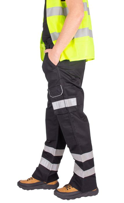 Spodnie Robocze Męskie Bojówki Odblask Bhp 28/32