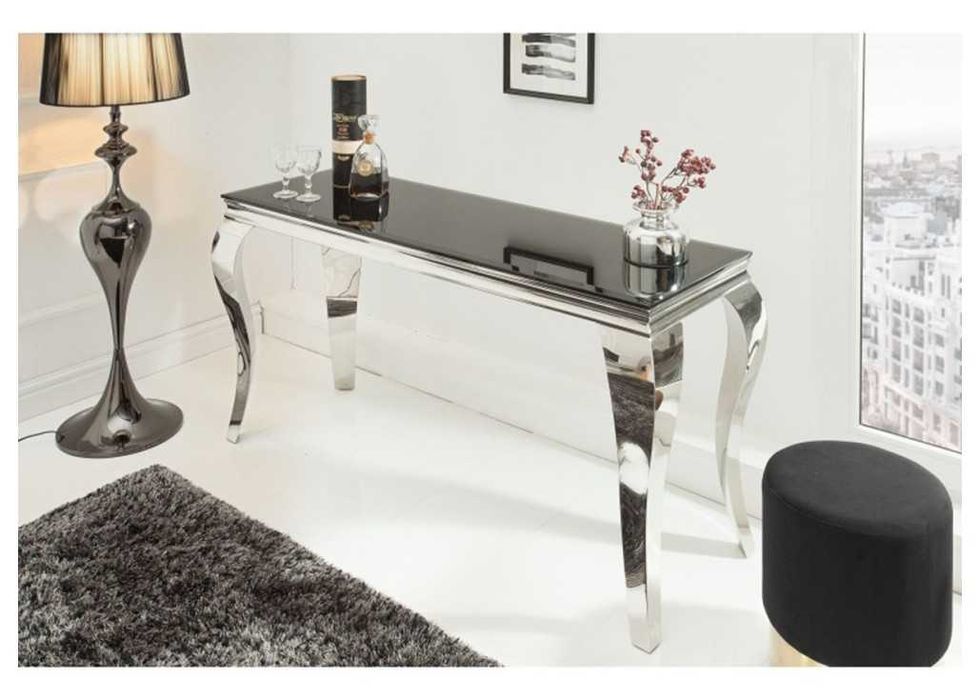 Konsola do przedpokoju, chromowana w stylu Glamour 2 kolory-120cm