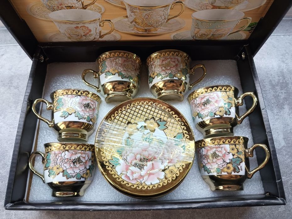 Filiżanki Do Kawy Herbaty Piękny Zestaw Mikołaj Święta