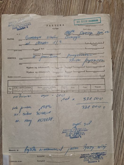 Romet Ogar 200 - 1989r. - komplet dokumentów