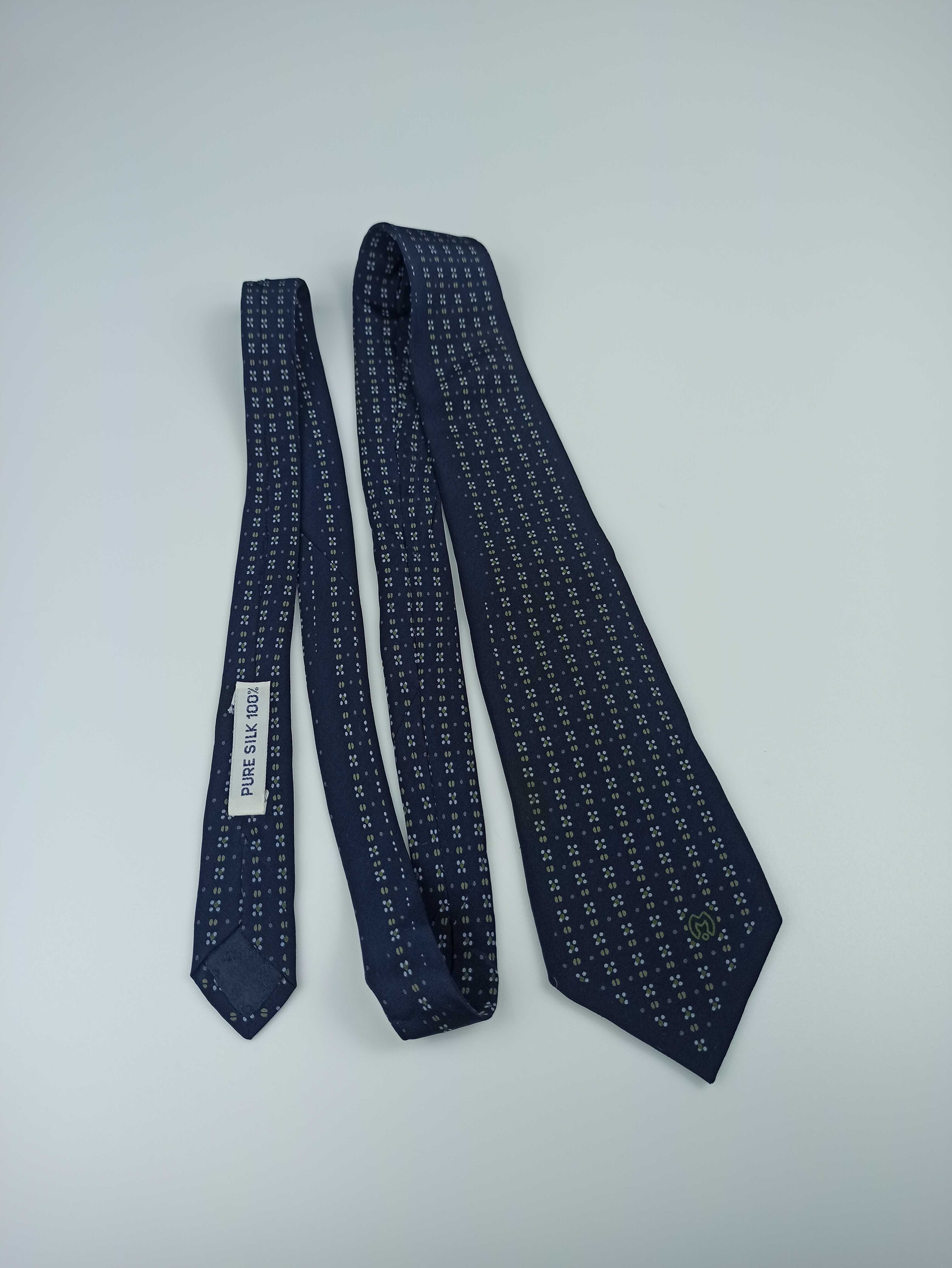 Mila Schon granatowy jedwabny krawat vintage retro fa34