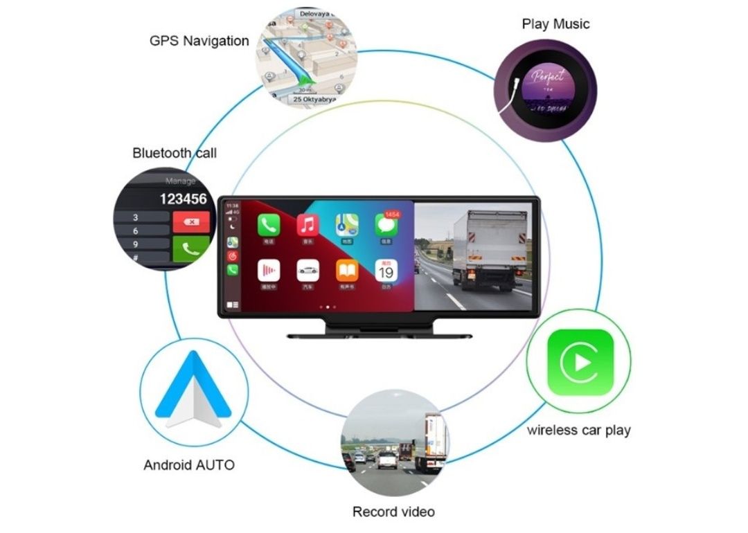 Монітор 10,26" s Apple CarPlay, Android auto, Bluetooth, DUAL DVR