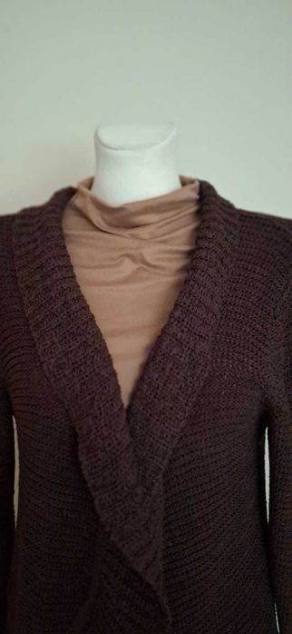 Przytulny czekoladowy kardigan – bardzo dobry stan, rozmiar L/XL,