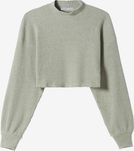 Pastelowo zielony, krótki sweter z półgolfem Bershka S