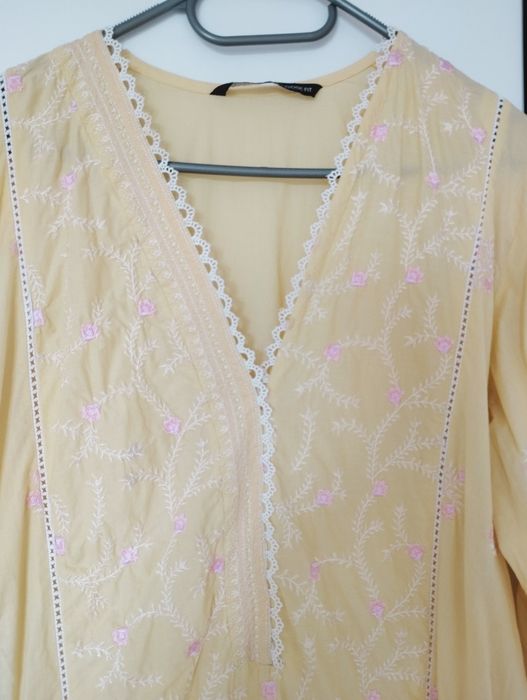 Tunika indyjska kameez haft kwiaty Bollywood orient hippie boho unikat