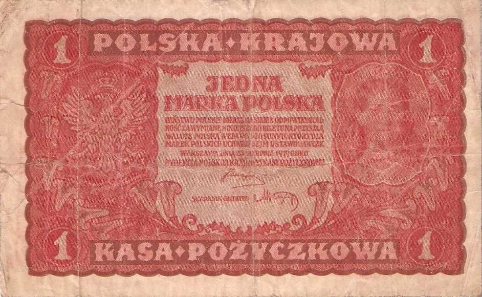 02. Stary banknot. 1 Marka Polska 1919