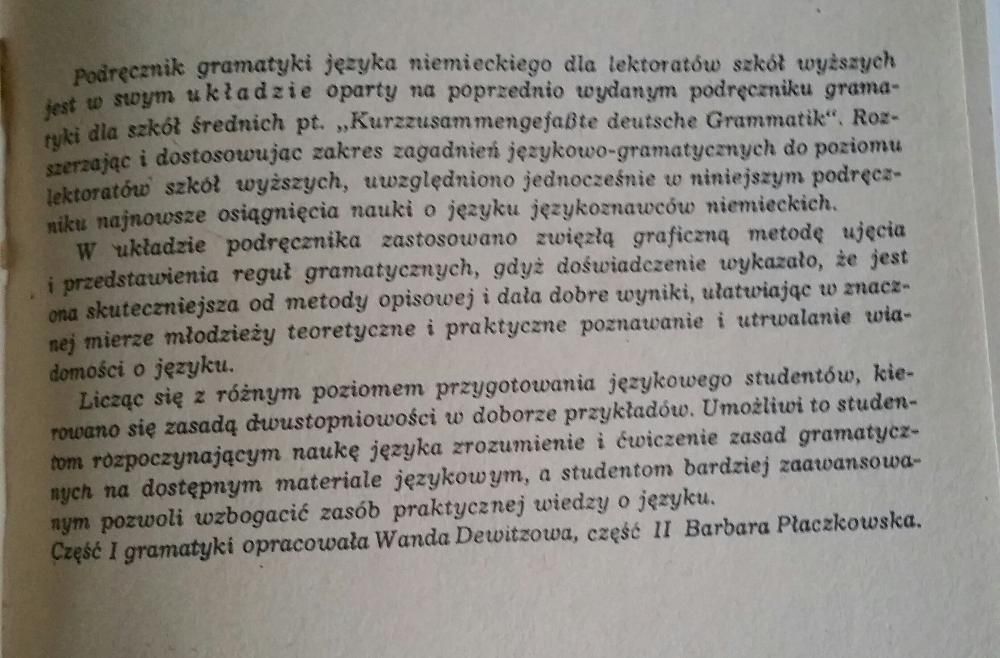 Zwięzła gramatyka języka niemieckiego - W. Dewitzowa, B. Płaczkowska