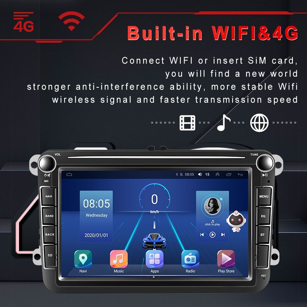 Rádio android 13 Volkswagen 4/64GB 8Core 4G CARPLAY WIFI GPS novo